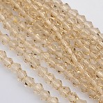 Bicone Glass Beads Strands, Faceted, PeachPuff, 4x4mm, Hole: 0.8~1mm, about 75~78pcs/strand, 28~29cm(EGLA-P016-4mm-12)
