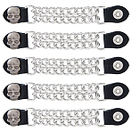 5Pcs PU Leather Biker Vest Extenders, with Iron Double Chain, Alloy Findings, Black, 176~180x26x3~11.5mm(FIND-FH0017-76A)