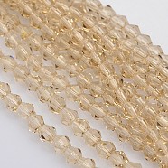 Bicone Glass Beads Strands, Faceted, PeachPuff, 4x4mm, Hole: 1mm, about 92~96pcs/strand, 13.78~14.37 inch(EGLA-P016-4mm-12)