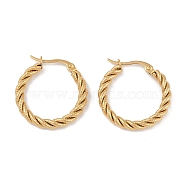 PVD Vacuum Plating 201 Stainless Steel Twist Hoop Earrings, with 304 Stainless Steel Pin, Golden, 33.5x3.5mm(EJEW-I309-57A-G)