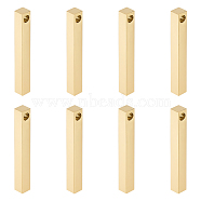 8Pcs 304 Stainless Steel Polished Pendant, Bar, Golden, 40x4.5x5mm, Hole: 3~3.5mm(STAS-UN0055-98)