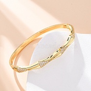 Brass Micro Pave Clear Cubic Zirconia Hinged Bangles for Women, Rack Plating, Cadmium Free & Lead Free, Lasting Plated, Real 18K Gold Plated, Inner Diameter: 2-1/4 inch(5.65cm)(BJEW-U025-03G)