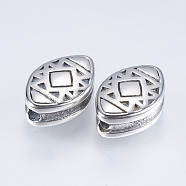 304 Stainless Steel Beads, Horse Eye with Rhombus, Antique Silver, 12.5x8x4.5mm, Hole: 2mm(STAS-I072-050AS)