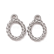 304 Stainless Steel Charms, Oval, Stainless Steel Color, 14.5x10x2mm, Hole: 1.6mm(STAS-C059-08P)
