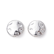 Alloy Spacer Beads, Long-Lasting Plated, Textured, Flat Round Shape, Silver, 7.5x2.5mm, Hole: 1mm(FIND-B029-23S)