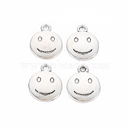 Tibetan Style Alloy Pendants, Cadmium Free & Lead Free, Flat Round with Smiling Face, Antique Silver, 20x16x3mm, Hole: 1.8mm, about 645pcs/1000g(TIBE-S320-213AS)