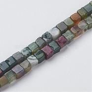 Natural Indian Agate Beads Strands, Cube, 4~4.5x4~4.5x4~4.5mm, Hole: 0.5mm, about 68~94pcs/strand, 15.3~15.9 inch(390~405mm)(G-G968-H08)