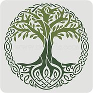 Large Plastic Reusable Drawing Painting Stencils Templates, for Painting on Scrapbook Fabric Tiles Floor Furniture Wood, Square, Tree of Life Pattern, 300x300mm(DIY-WH0172-794)