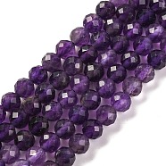 Natural Amethyst Beads Strands, Faceted, Round, Grade A, 5mm, Hole: 1mm, about 80pcs/strand, 15.75 inch(40cm)(G-F770-C07-02A)