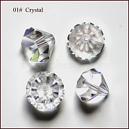 Imitation Austrian Crystal Beads, Grade AAA, Faceted, Diamond, Clear, 9.5~10x7~8mm, Hole: 0.9~1mm(SWAR-F075-10mm-01)