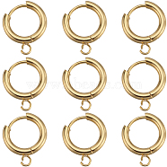 12Pcs 201 Stainless Steel Huggie Hoop Earring Findings, with Horizontal Loop and 316 Surgical Stainless Steel Pin, Real 24K Gold Plated, 18 Gauge, 18x15x2.5mm, Hole: 2.5mm, Pin: 1mm(STAS-SC0007-98G)