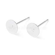 Stud Earring Settings, Brass Head and Stainless Steel Pin, Lead Free, Cadmium Free and Nickel Free, Silver, Tray: 6mm, 12mm, Pin: 0.7mm(KK-C2899-NFS-01)