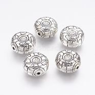 CCB Plastic Beads, Flat Round, Antique Silver, 17x9mm, Hole: 2mm(CCB-G004-02AS)
