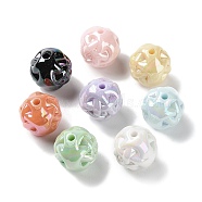 UV Plating Rainbow Iridescent Acrylic Beads, Nut, Mixed Color, 14~15mm, Hole: 2mm, about 267pcs/500g(SACR-A006-08A)