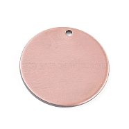Brass Pendants, Flat Round, Brushed Red Copper, 25x0.8mm, Hole: 1mm(KK-E719-01AB-25mm-R)