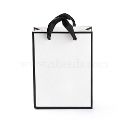 Rectangle Paper Bags, with Handles, for Gift Bags and Shopping Bags, White, 16x12x0.6cm(CARB-F007-01A-01)