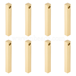 8Pcs 304 Stainless Steel Polished Pendant, Bar, Golden, 40x4.5x5mm, Hole: 3~3.5mm(STAS-UN0055-98)