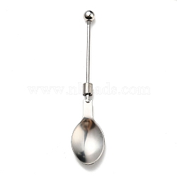 201 Stainless Steel Tableware, Beadable Flatware, with Alloy Findings, Spoon, Stainless Steel Color, 130x26x10mm(FIND-G060-03A)