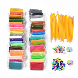 DIY Polymer Clay Dough Plasticine Tools Kits, with Acrylic Beads and Polymer Clay Beads, Polymer Clay Lollipop, Plastic Clay Shaping Tools Set, Mixed Color, 27.5x20.5x5mm(DIY-N001-001)