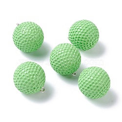 Plastic Pendants, with Platinum Tone Iron Loops, Uneven Tennis and Rugby, Pale Green, 23x20mm, Hole: 2mm(KY-M002-01C)