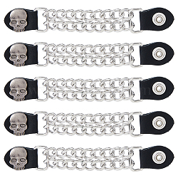 5Pcs PU Leather Biker Vest Extenders, with Iron Double Chain, Alloy Findings, Black, 176~180x26x3~11.5mm(FIND-FH0017-76A)