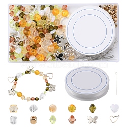 DIY Butterfly Bracelet Making Kit, Including Bicone & Cube & Heart Acrylic & Plastic Beads, Alloy Charms, Elastic Thread, Yellow Green, 318Pcs/box(DIY-FS0004-45)