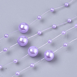 ABS Plastic Imitation Pearl Beaded Trim Garland Strand, Great for Door Curtain, Wedding Decoration DIY Material, Lilac, 3~8mm, about 106~108pcs/strand, 200strand/bag, 53.15 inch(SACR-T354-01C)