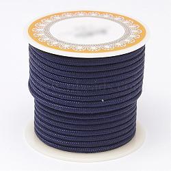 Braided Polyester Cords, Round, Midnight Blue, 3mm, about 8.74 yards(8m)/roll(OCOR-D005-23)