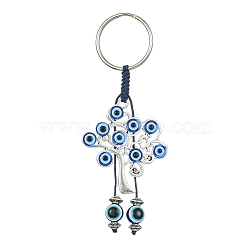 Alloy with Resin Evil Eye Charms Keychains, with Iron Split Ring, Tree of Life, 9.4cm(KEYC-JKC00619-03)