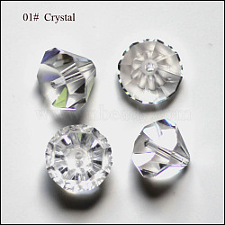 Imitation Austrian Crystal Beads, Grade AAA, Faceted, Diamond, Clear, 9.5~10x7~8mm, Hole: 0.9~1mm(SWAR-F075-10mm-01)