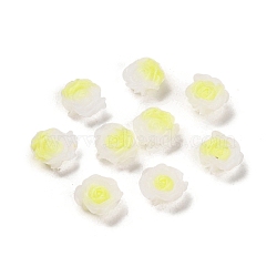 Luminous Resin Decoden Cabochons, Glow in the Dark Flower, Yellow, 7x6x3mm(RESI-K036-06G)