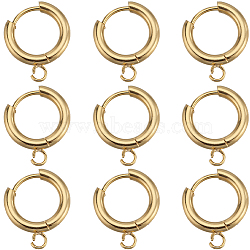 12Pcs 201 Stainless Steel Huggie Hoop Earring Findings, with Horizontal Loop and 316 Surgical Stainless Steel Pin, Real 24K Gold Plated, 18 Gauge, 18x15x2.5mm, Hole: 2.5mm, Pin: 1mm(STAS-SC0007-98G)