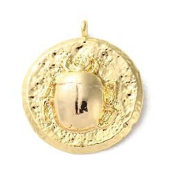 Brass Pendants, Beetle Charms, Real 18K Gold Plated, 20x17.5x6mm, Hole: 1.5mm(KK-S513-07A-G)