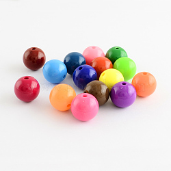 Chunky Bubblegum Round Acrylic Beads, Mixed Color, 10mm, Hole: 2mm, about 850pcs/500g(SACR-S044-10mm-M)
