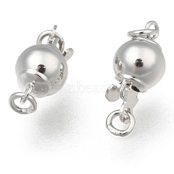 Platinum Plated 925 Sterling Silver Round Box Clasps, 13x6mm, Hole: 2mm(X-H356-6mm-P)