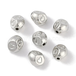 CCB Plastic Beads, Nuggets with Heart, Silver, 9x7.5x7.5mm, Hole: 1.6mm(ALUM-U001-06B)