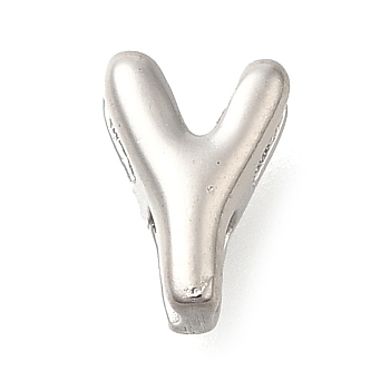 304 Stainless Steel Slide Charms, Stainless Steel Color, Letter Y, 8x5.5x4mm, Hole: 1.5x2.5mm