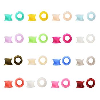 32Pcs 16 Colors Silicone Thin Ear Gauges Flesh Tunnels Plugs, Ring, Mixed Color, 10mm, Hole: 9.4mm, 2pcs/color