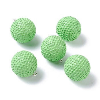 Plastic Pendants, with Platinum Tone Iron Loops, Uneven Tennis and Rugby, Pale Green, 23x20mm, Hole: 2mm
