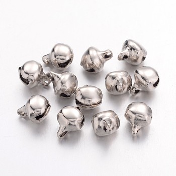 Iron Bell Charms, Nice For Christmas Day Decoration, Platinum Color, 8x6mm, Hole: 1mm, about 106pcs/20g