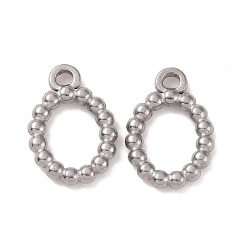 304 Stainless Steel Charms, Oval, Stainless Steel Color, 14.5x10x2mm, Hole: 1.6mm