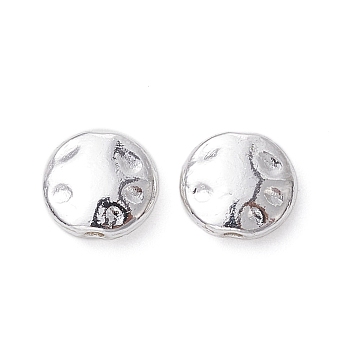 Alloy Spacer Beads, Long-Lasting Plated, Textured, Flat Round Shape, Silver, 7.5x2.5mm, Hole: 1mm