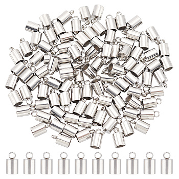 304 Stainless Steel Cord Ends, End Caps Glue in Barrel End Caps, Cord Finding for Kumihimo Jewelry Making, Stainless Steel Color, 10x5mm, Hole: 2mm, Inner Diameter: 4mm, 100pcs/box