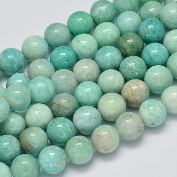 Natural Amazonite Beads Strands, Round, 12mm, Hole: 1mm, about 34pcs/strand, 15.7 inch
