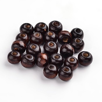 Natural Wood Beads, Rondelle, Lead Free, Dyed, Coffee, 8mm, Hole: 3mm, about 5600pcs/1000g