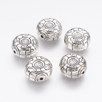 CCB Plastic Beads, Flat Round, Antique Silver, 17x9mm, Hole: 2mm