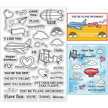 PVC Plastic Stamps, for DIY Scrapbooking, Photo Album Decorative, Cards Making, Stamp Sheets, Plane Pattern, 16x11x0.3cm