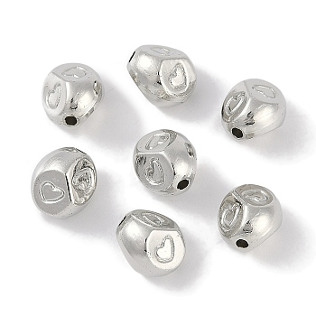 CCB Plastic Beads, Nuggets with Heart, Silver, 9x7.5x7.5mm, Hole: 1.6mm