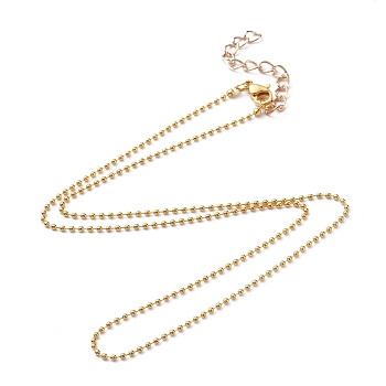 Brass Ball Chains Necklace Making, with Iron Chain Extender and 304 Stainless Steel Lobster Claw Clasps, Golden, 17.91 inch(45.5cm)