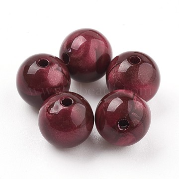 Acrylic Beads, Imitation Tiger Eye Beads, Round, Dark Red, 7~7.5mm, Hole: 1.8mm(X-MACR-E025-21G-8mm)